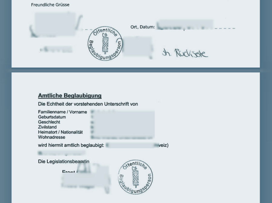 Beglaubigung Unterschrift